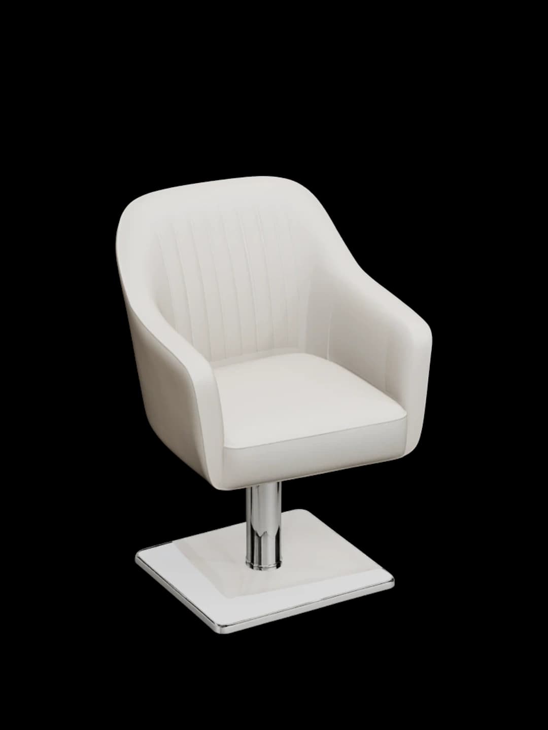 The white salon chair, warmed by an active salon